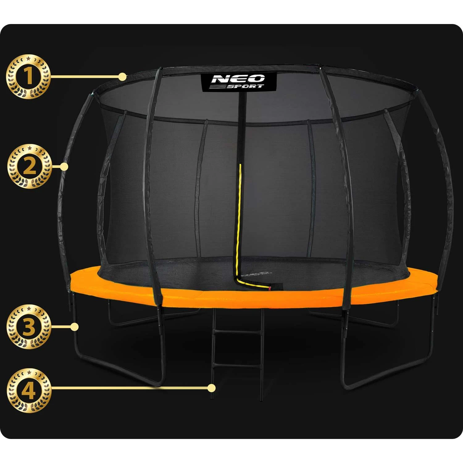 Profiliuotas sodo batutas 12 pėdų / 374 cm su vidiniu Neo-Sport tinkleliu