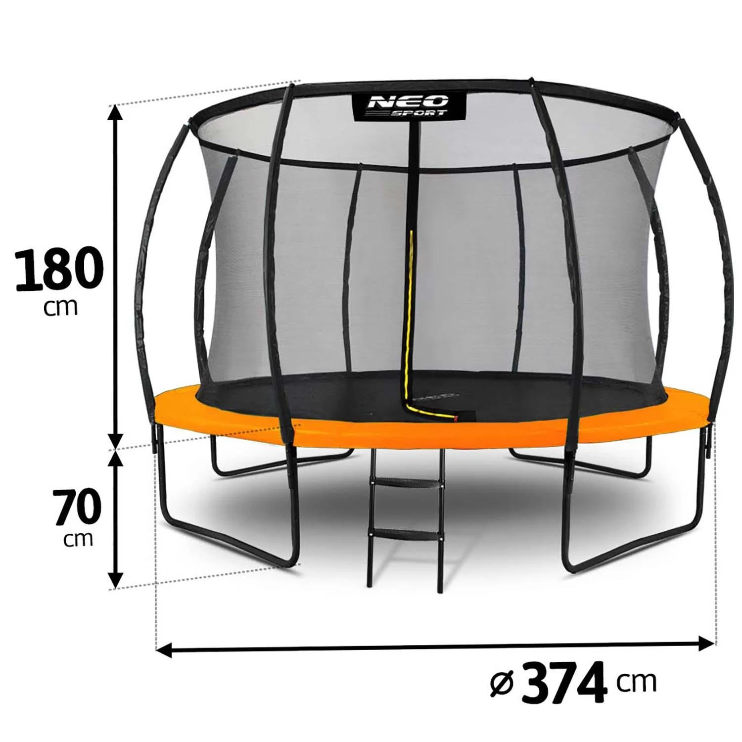 Profiliuotas sodo batutas 12 pėdų / 374 cm su vidiniu Neo-Sport tinkleliu