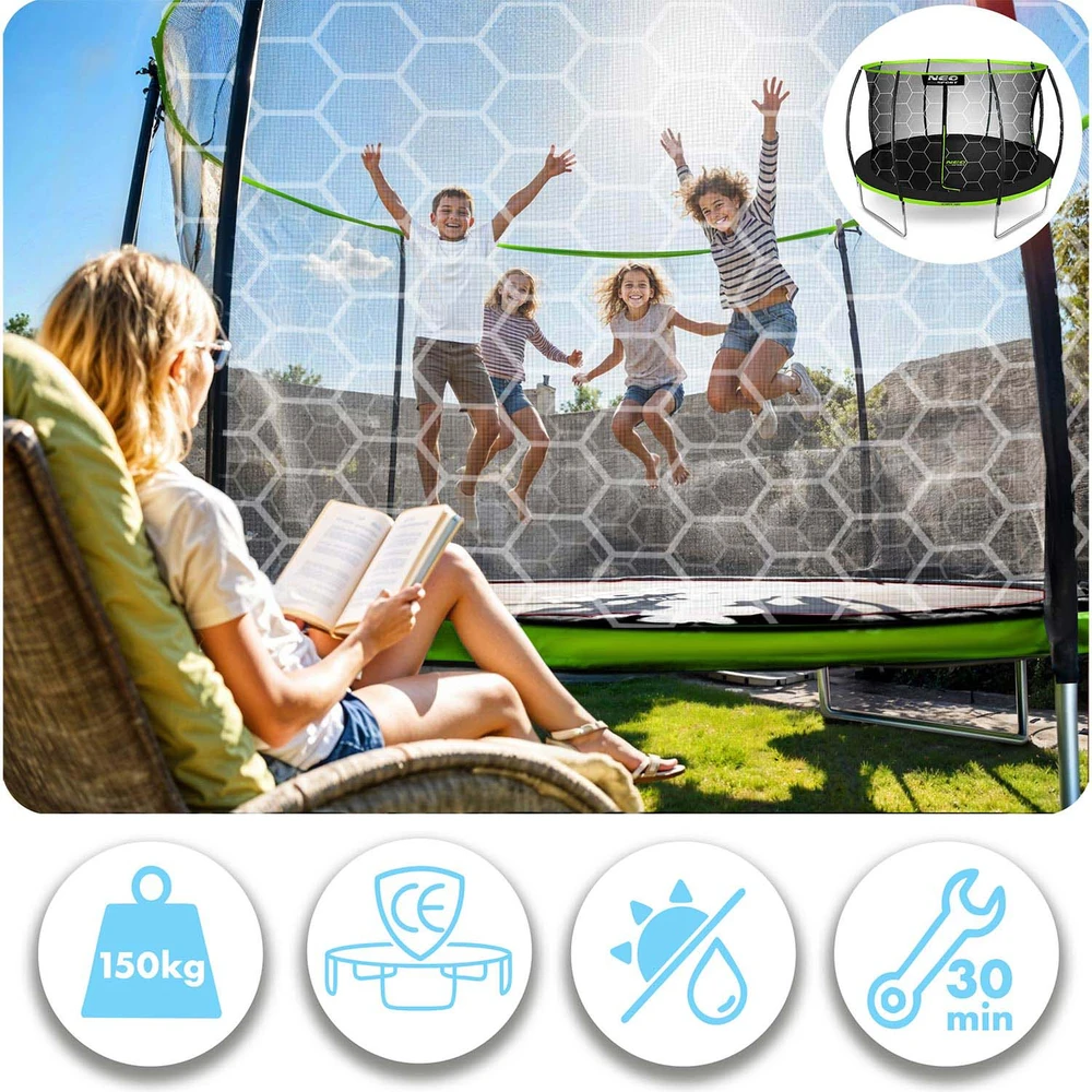 Profiliuotas sodo batutas 14 pėdų / 435 cm su vidiniu Neo-Sport tinkleliu