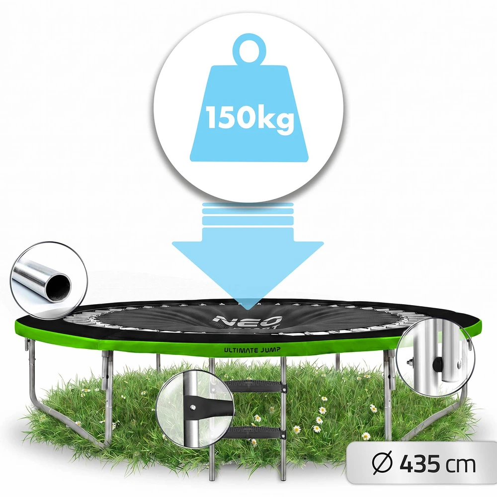 Profiliuotas sodo batutas 14 pėdų / 435 cm su vidiniu Neo-Sport tinkleliu