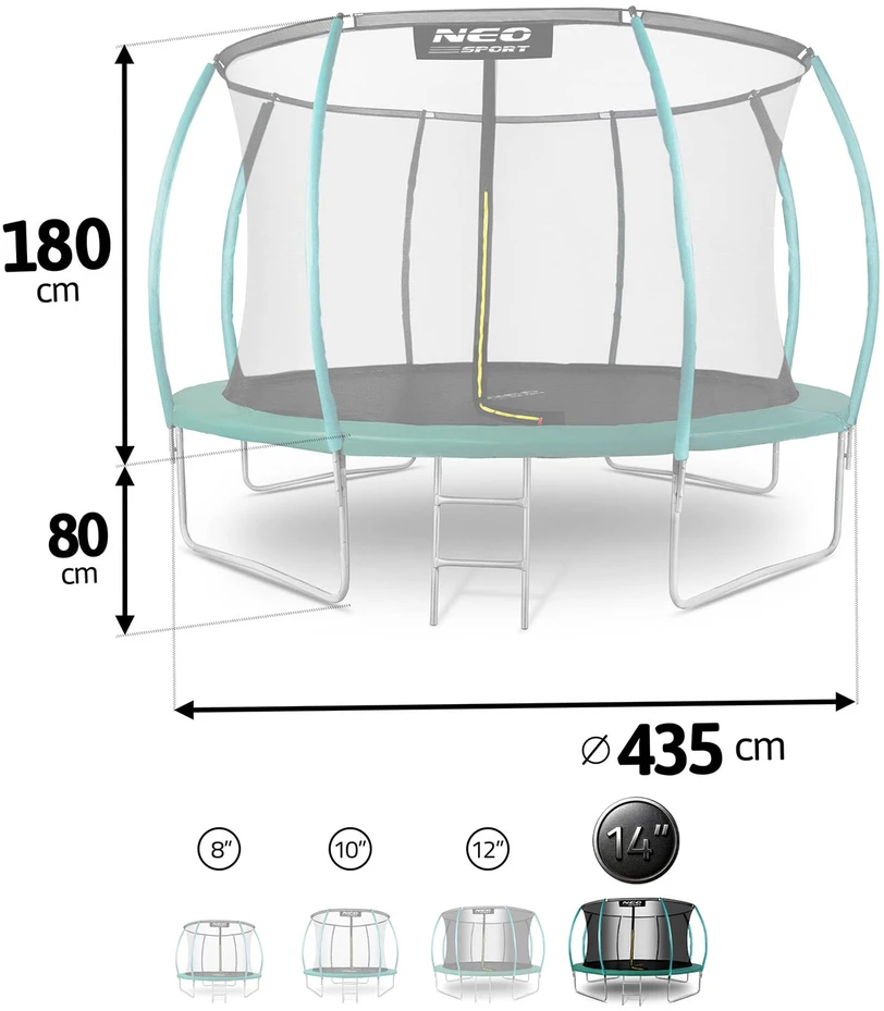 Profiliuotas sodo batutas 14 pėdų / 435 cm su vidiniu Neo-Sport tinkleliu
