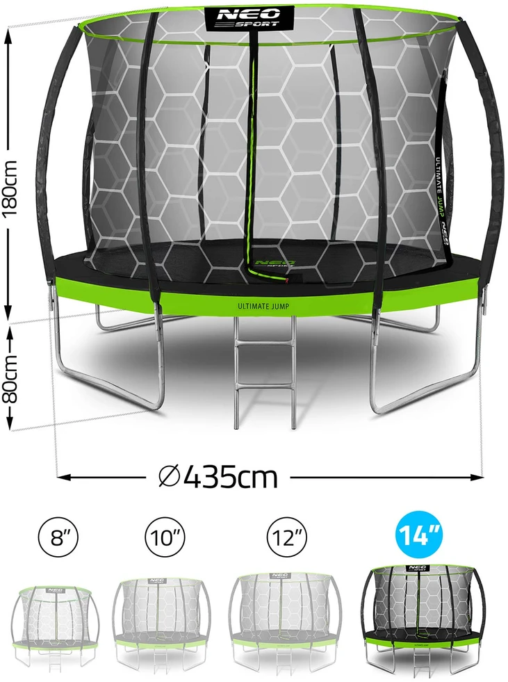 Profiliuotas sodo batutas 14 pėdų / 435 cm su vidiniu Neo-Sport tinkleliu