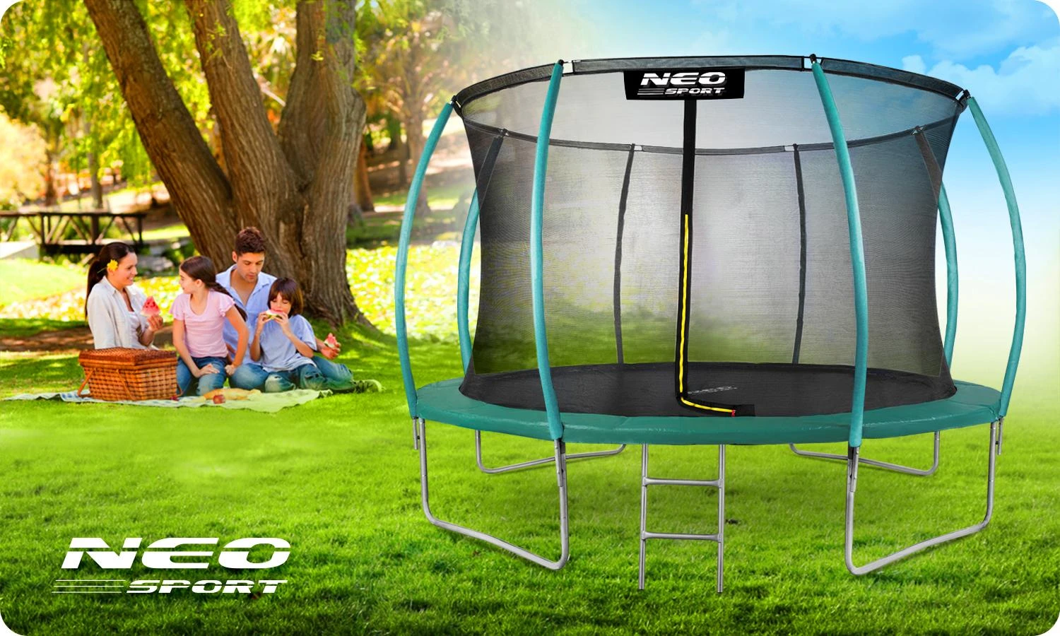 Profiliuotas sodo batutas 14 pėdų / 435 cm su vidiniu Neo-Sport tinkleliu