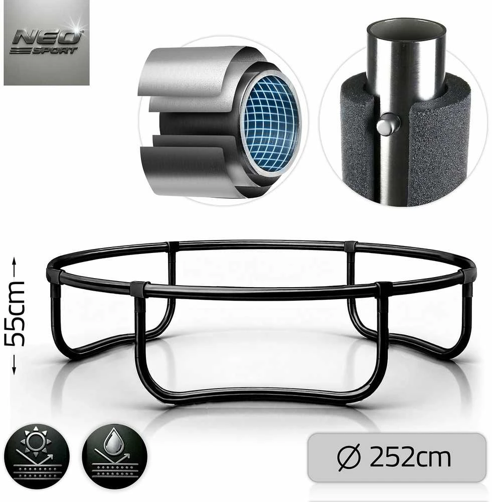 Profiliuotas sodo batutas 8 pėdų / 252 cm su vidiniu Neo-Sport tinkleliu