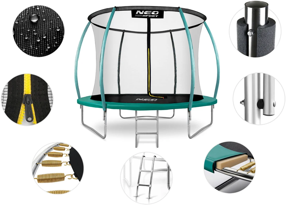 Profiliuotas sodo batutas 8 pėdų / 252 cm su vidiniu Neo-Sport tinkleliu