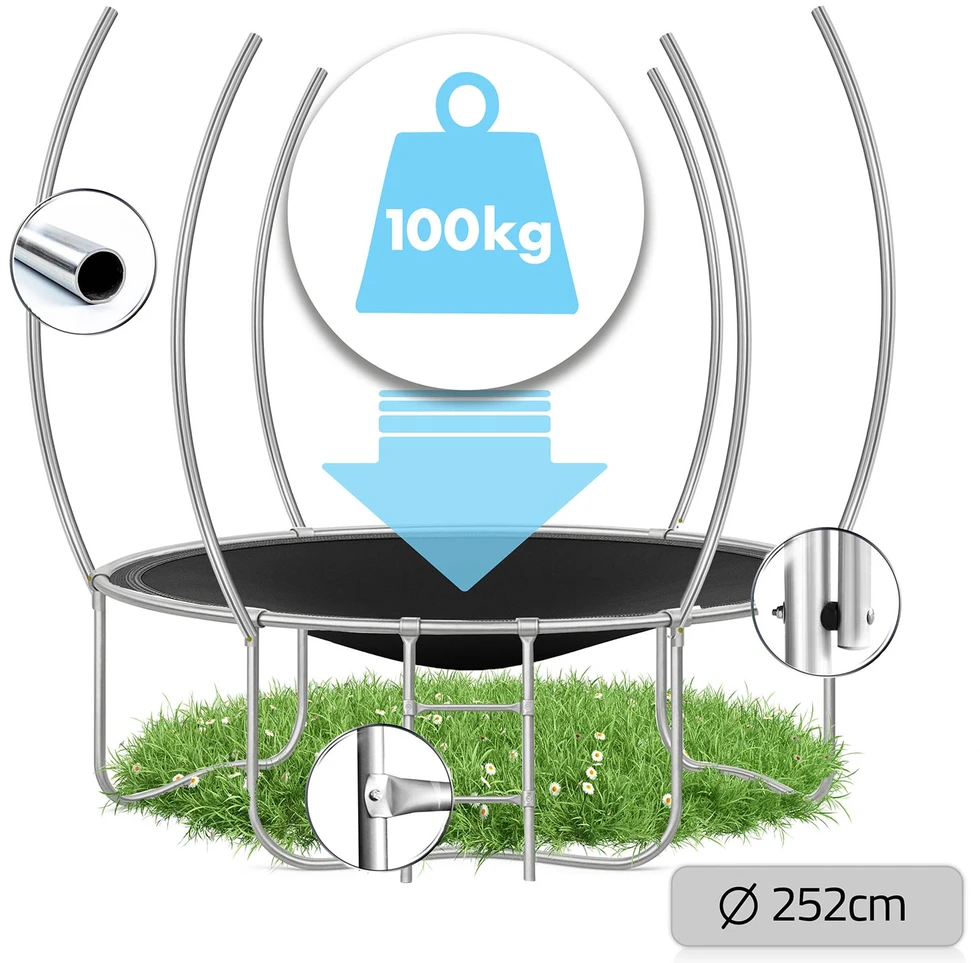 Profiliuotas sodo batutas 8 pėdų / 252 cm su vidiniu Neo-Sport tinkleliu