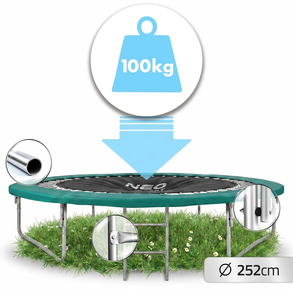 Profiliuotas sodo batutas 8 pėdų / 252 cm su vidiniu Neo-Sport tinkleliu