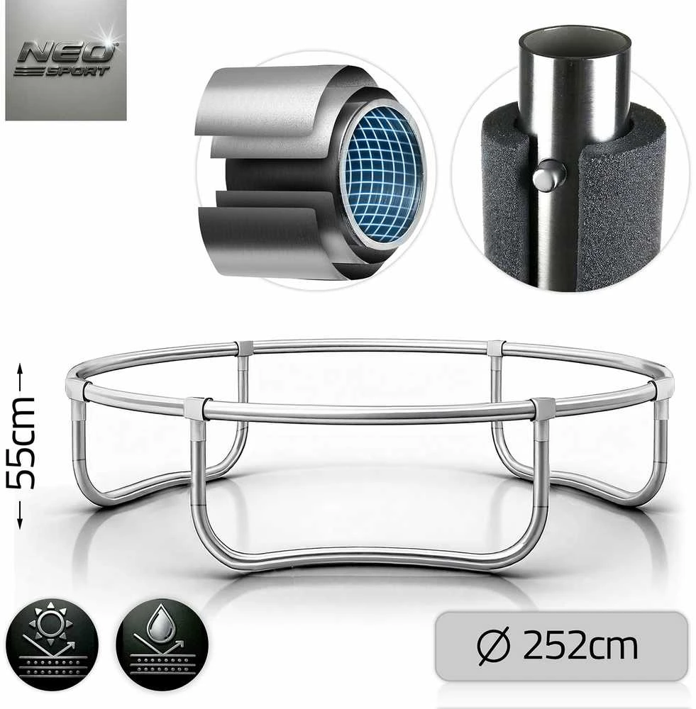 Profiliuotas sodo batutas 8 pėdų / 252 cm su vidiniu Neo-Sport tinkleliu