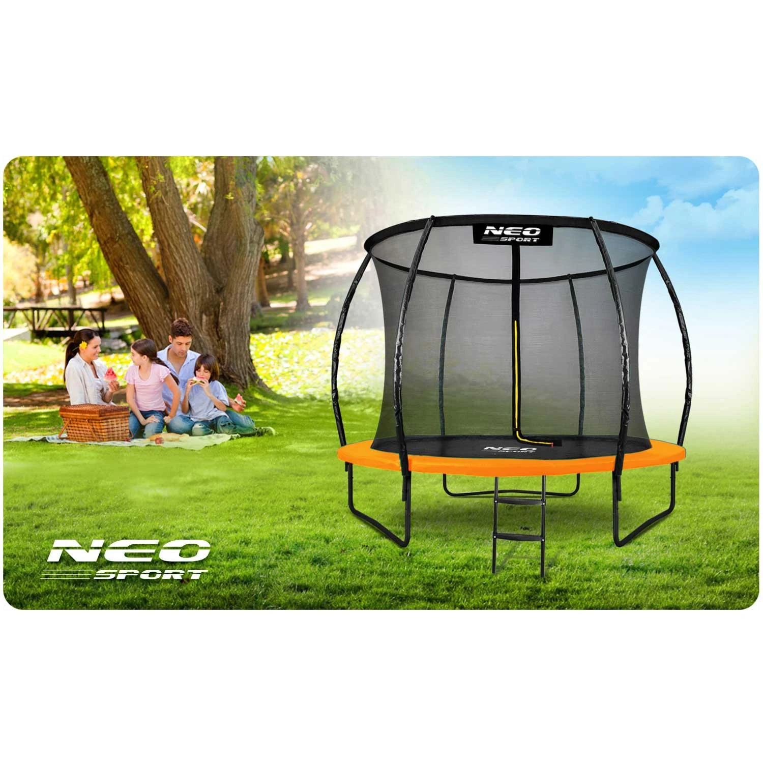 Profiliuotas sodo batutas 8 pėdų / 252 cm su vidiniu Neo-Sport tinkleliu