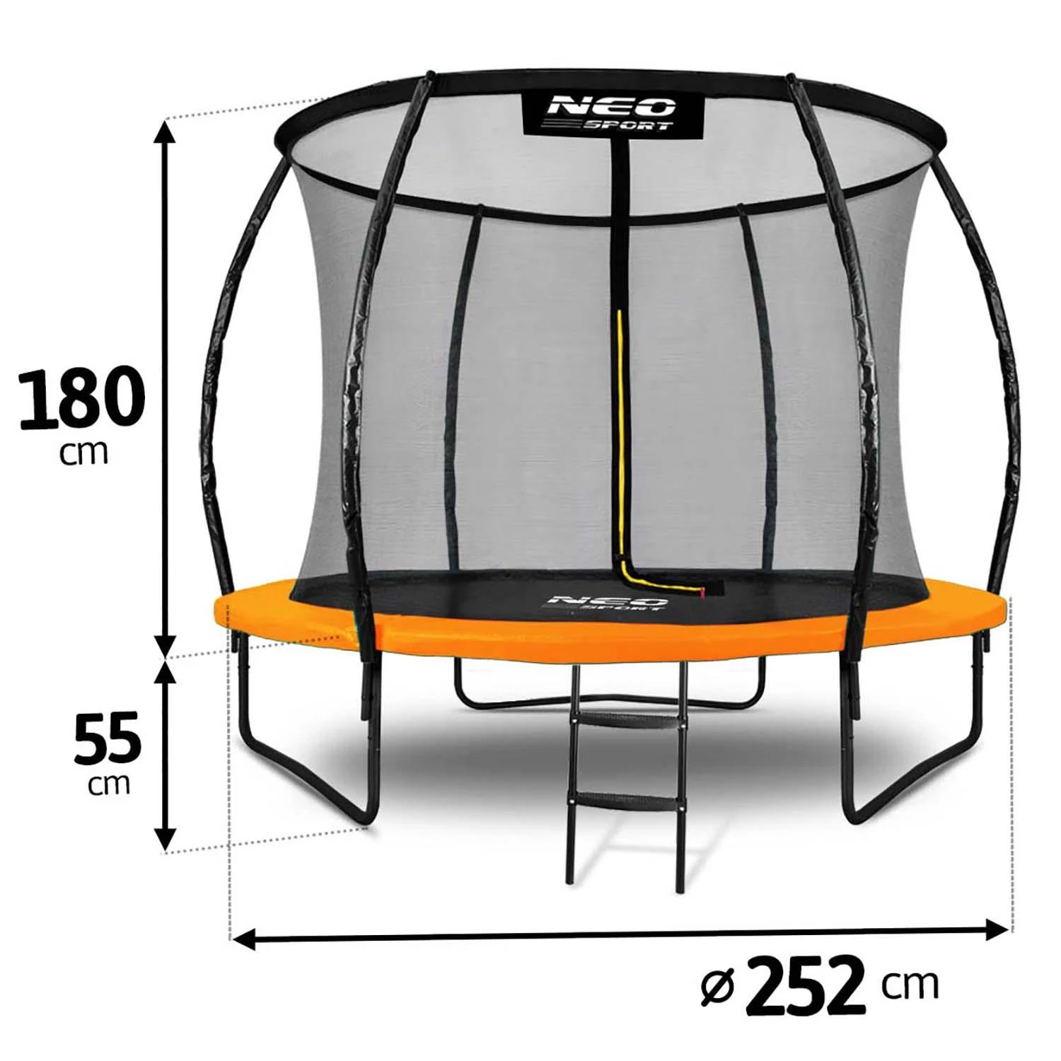 Profiliuotas sodo batutas 8 pėdų / 252 cm su vidiniu Neo-Sport tinkleliu