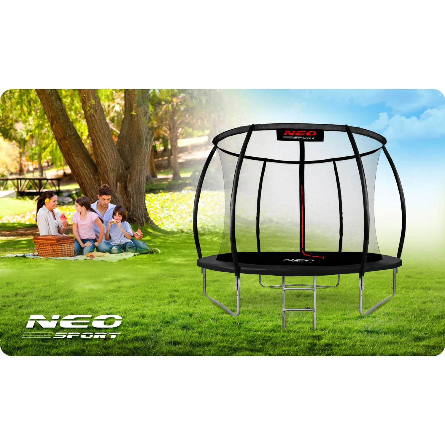 Profiliuotas sodo batutas 8 pėdų / 252 cm su vidiniu Neo-Sport tinkleliu