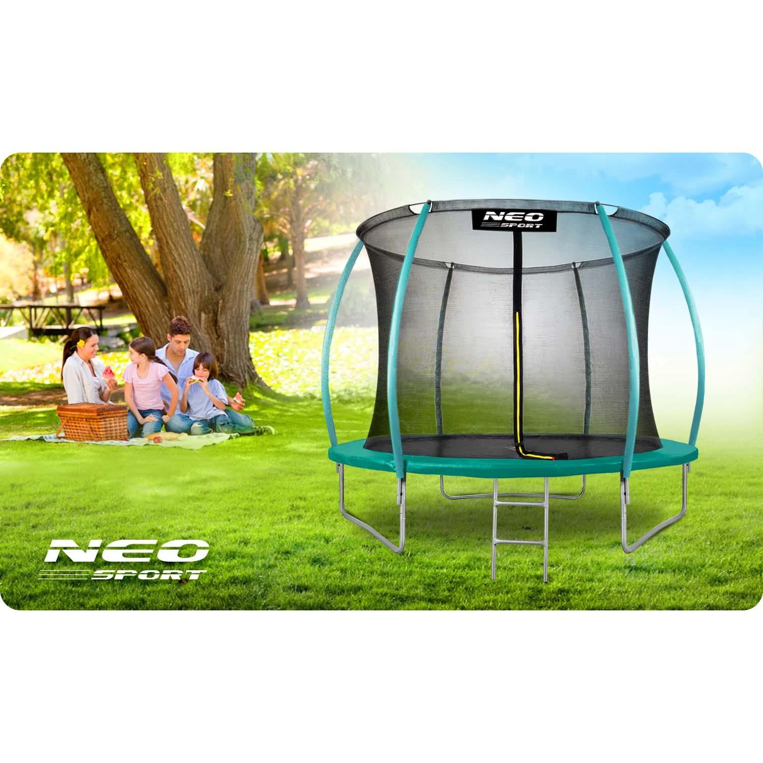 Profiliuotas sodo batutas 8 pėdų / 252 cm su vidiniu Neo-Sport tinkleliu