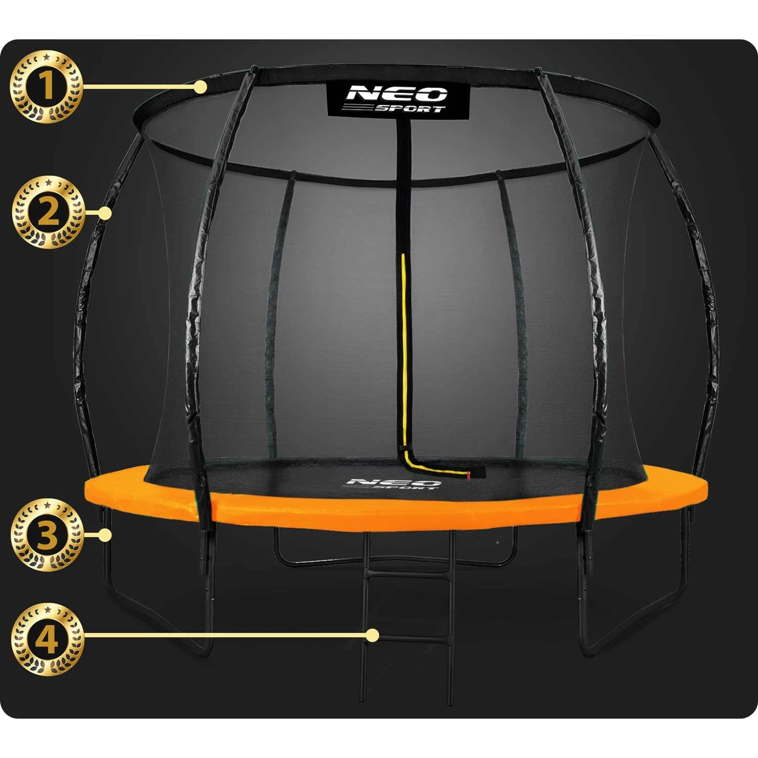 Profiliuotas sodo batutas 8 pėdų / 252 cm su vidiniu Neo-Sport tinkleliu