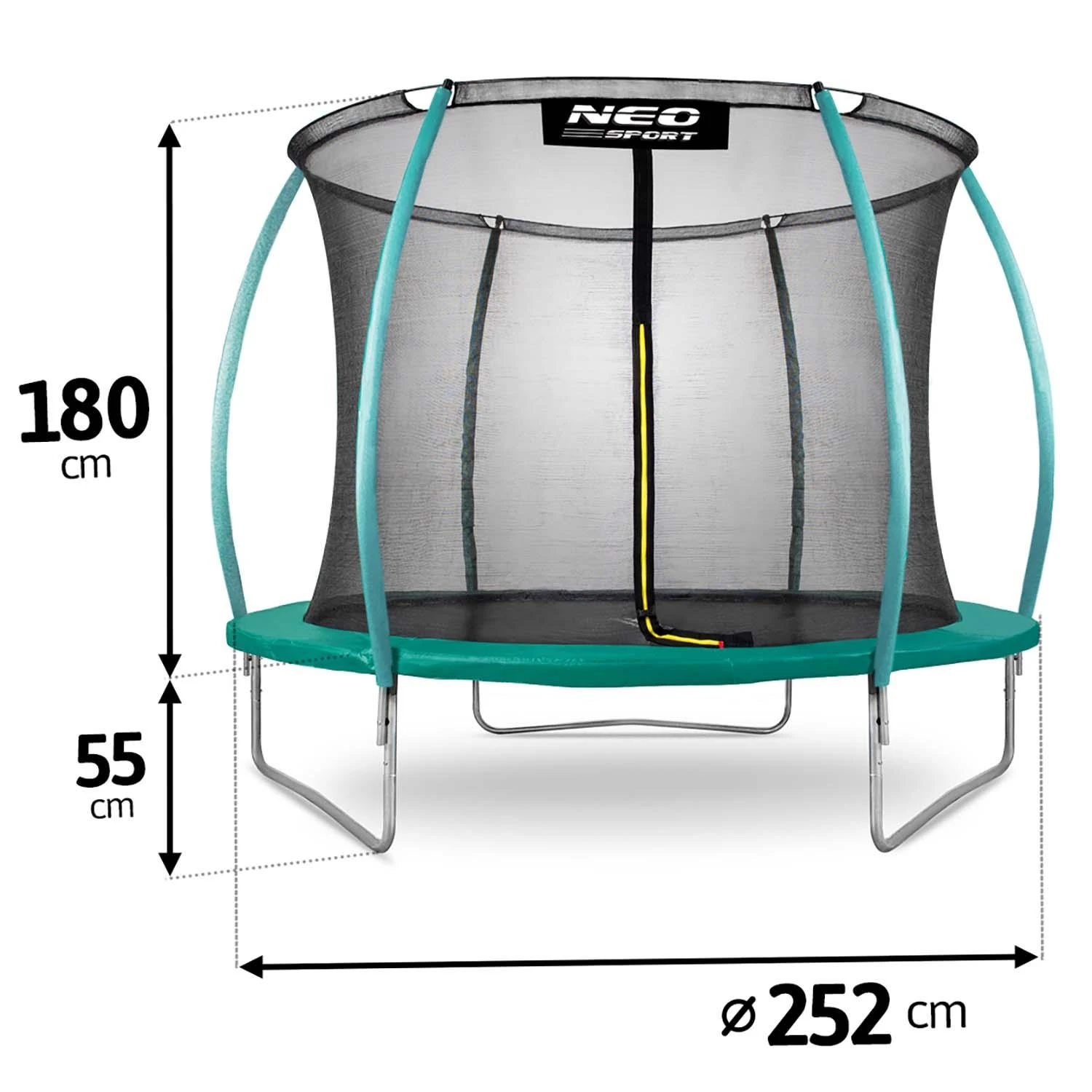Profiliuotas sodo batutas 8 pėdų / 252 cm su vidiniu Neo-Sport tinkleliu