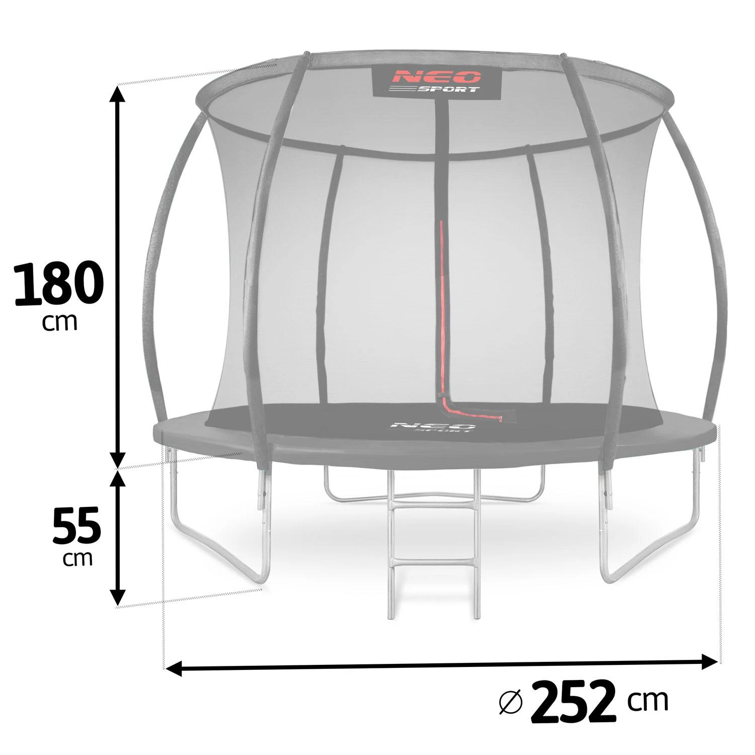 Profiliuotas sodo batutas 8 pėdų / 252 cm su vidiniu Neo-Sport tinkleliu