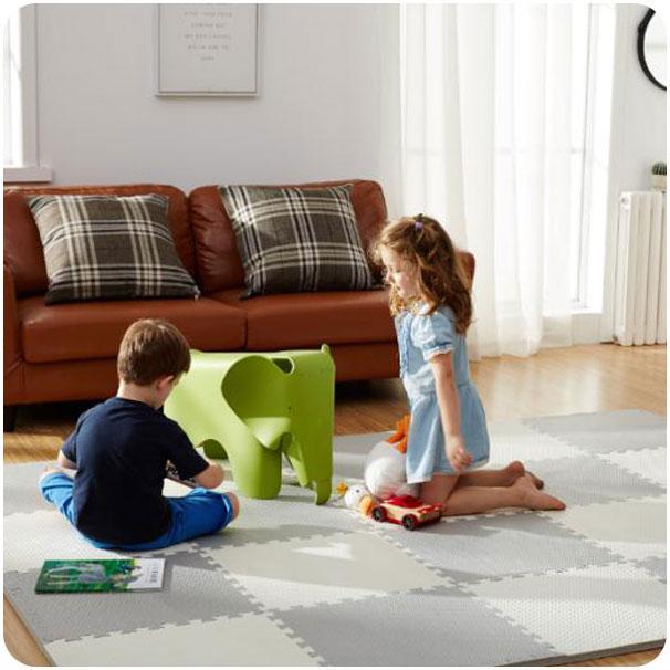 Ricokids Putplasčio dėlionės kilimėlis, baltas ir pilkas, 60 x 60 cm, 9 vnt.