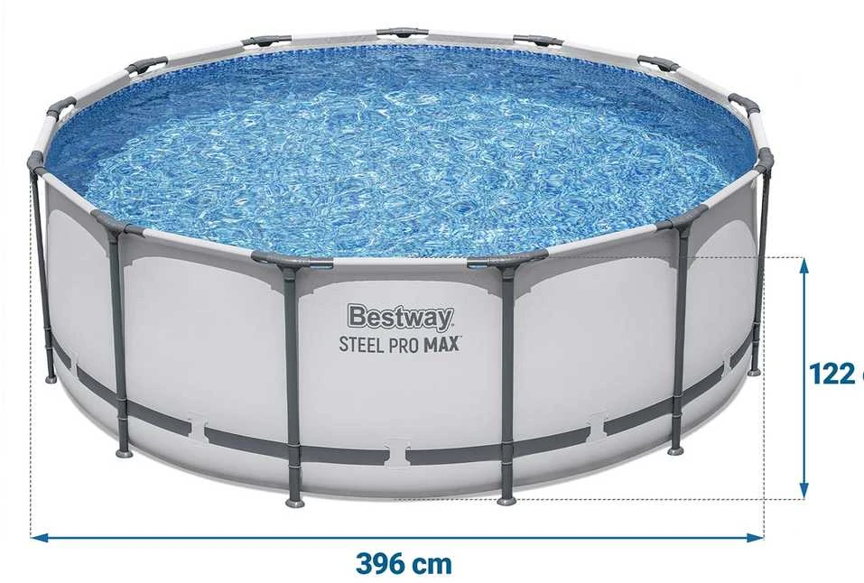 Rėminis baseinas 13 FT 396 x 122 cm plieno Pro Max BESTWAY