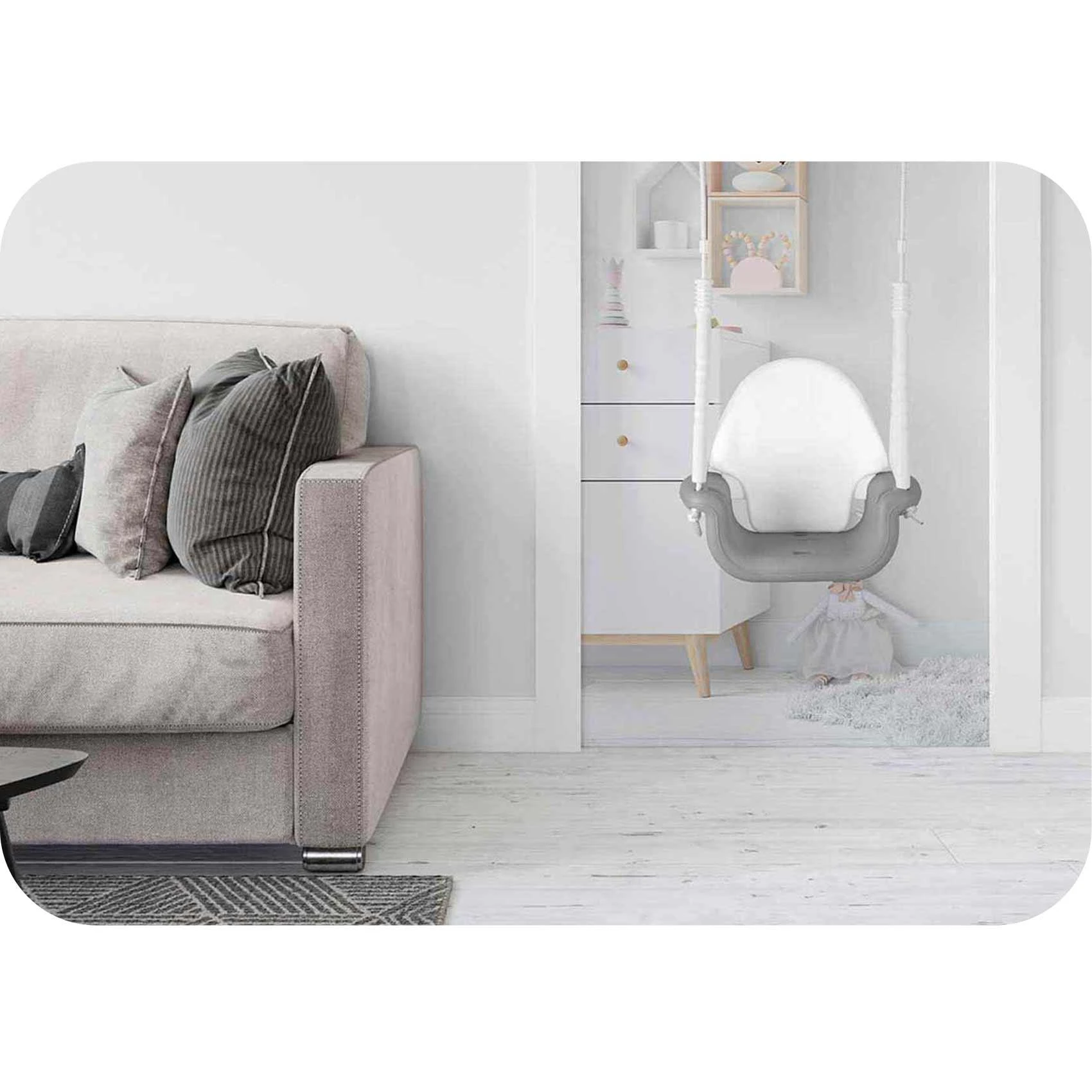 Ricokids 3in1 pilkai balta sūpynė kibirėlis