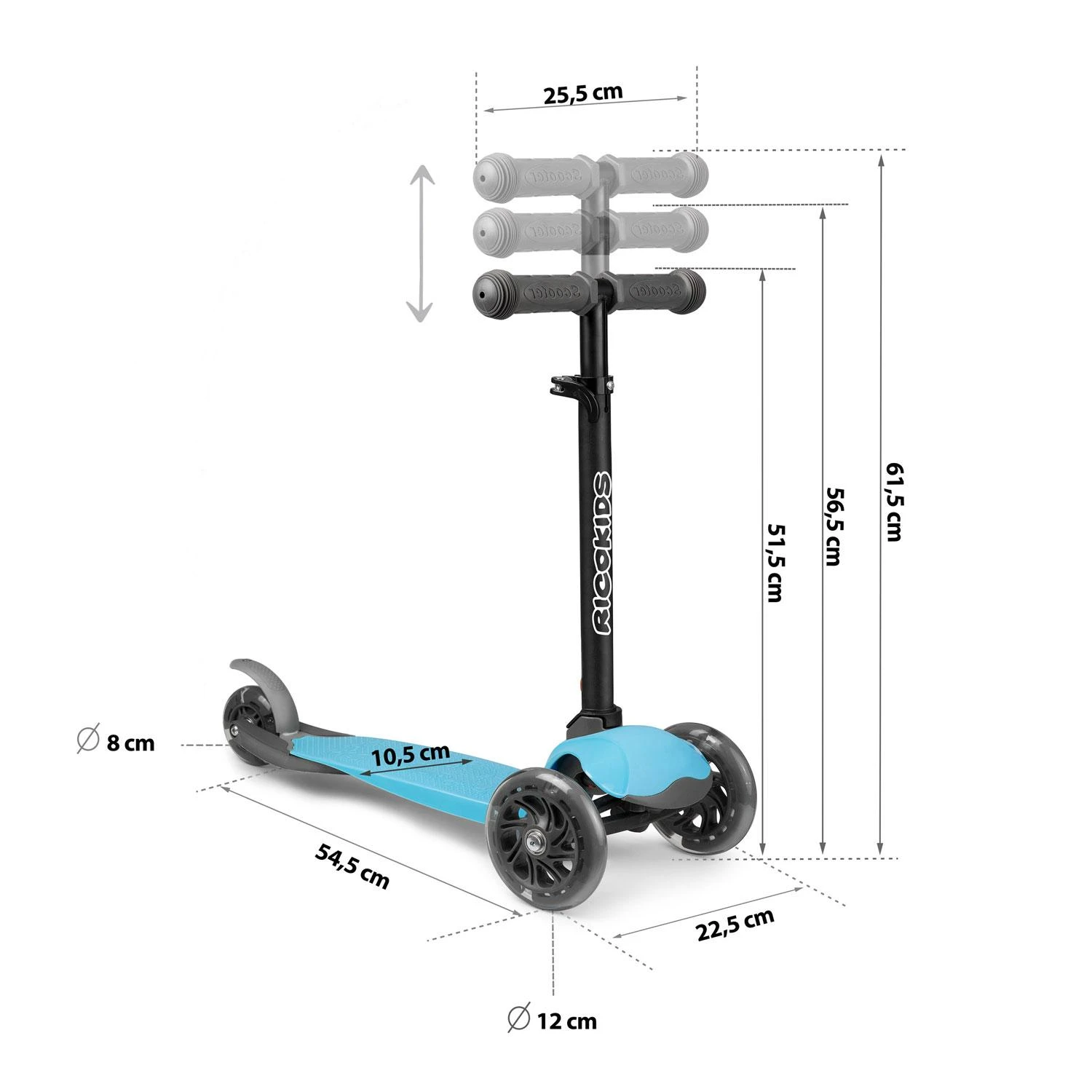 Ricokids Loco triratis paspirtukas, mėlynas