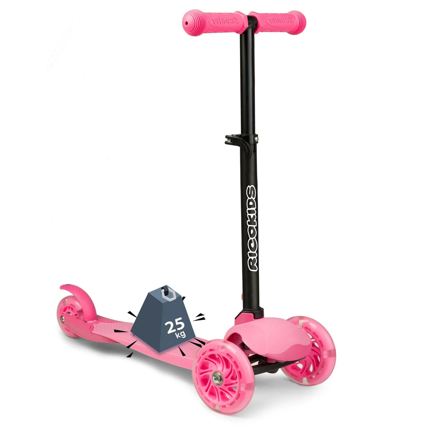 Ricokids Loco triratis paspirtukas - rožinis