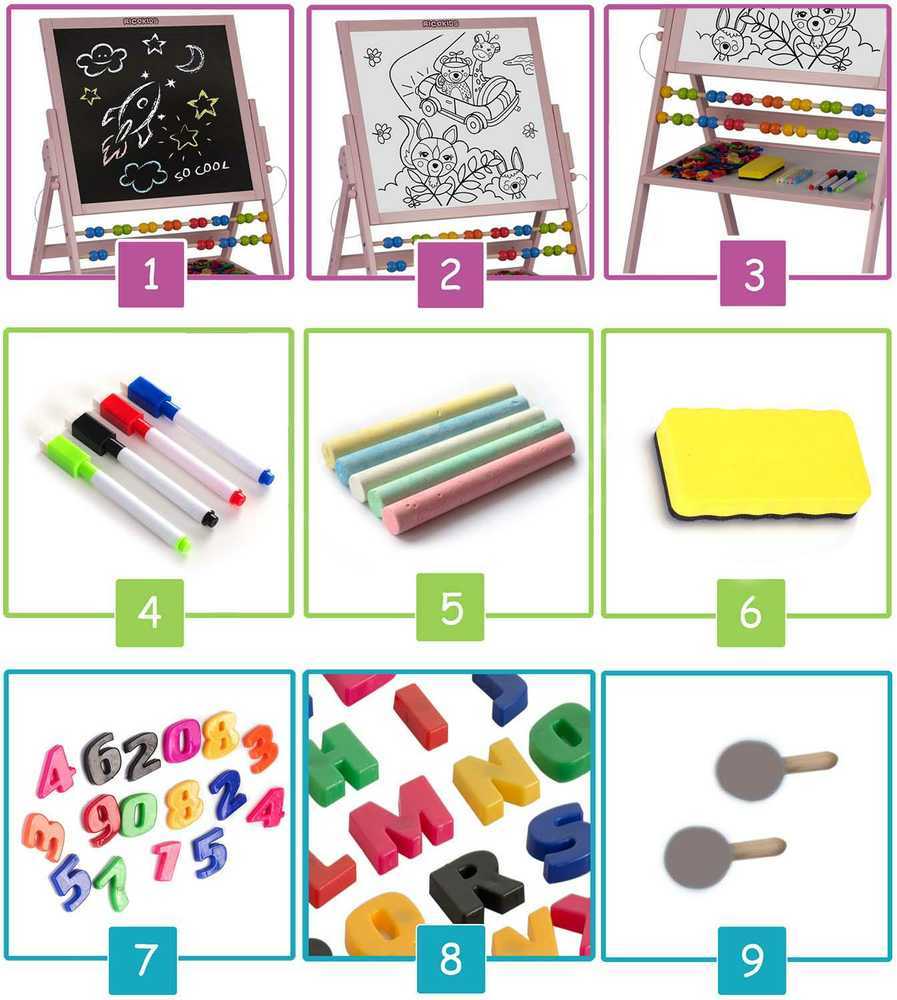 Ricokids magnetinė kreidinė lenta, besisukanti - rožinė