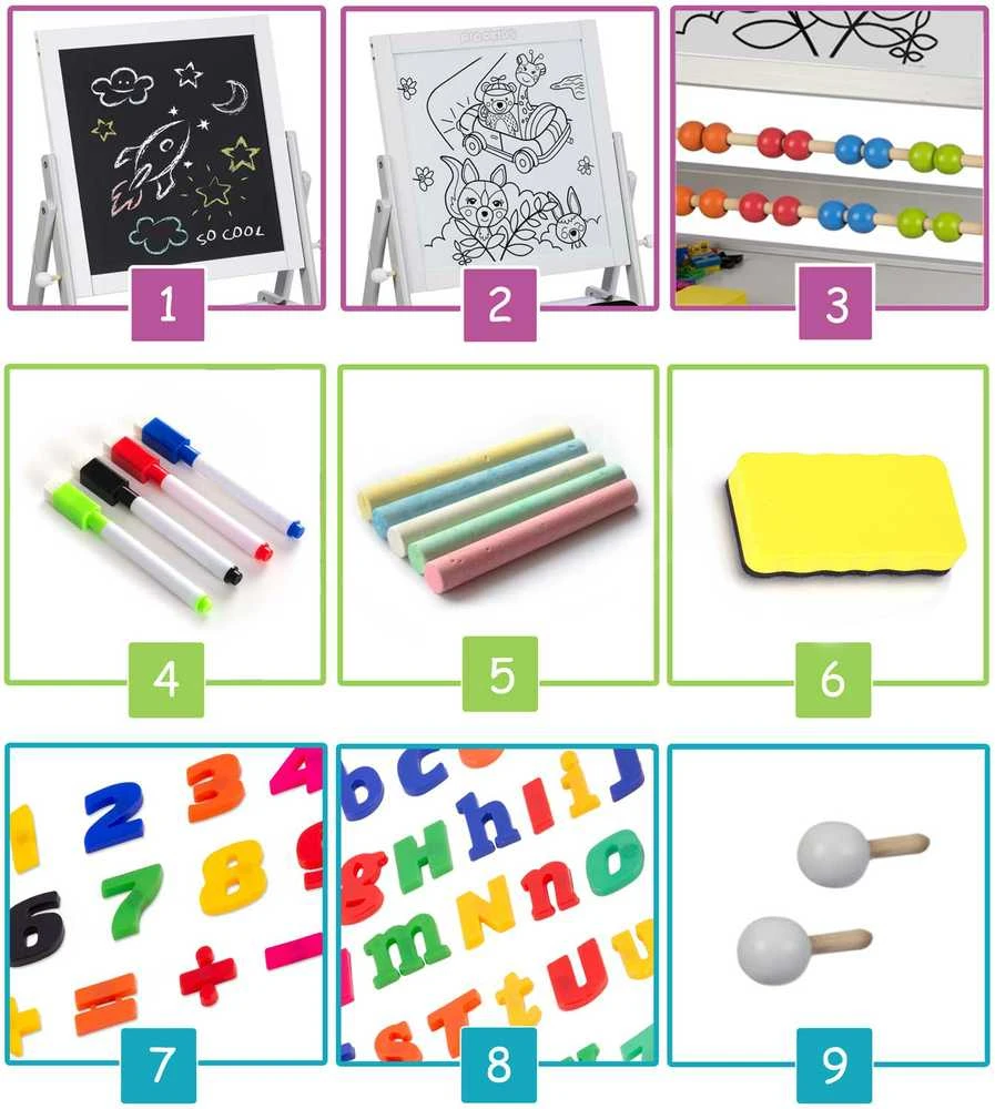 Ricokids pilka magnetinė kreidinė sukamasis lenta