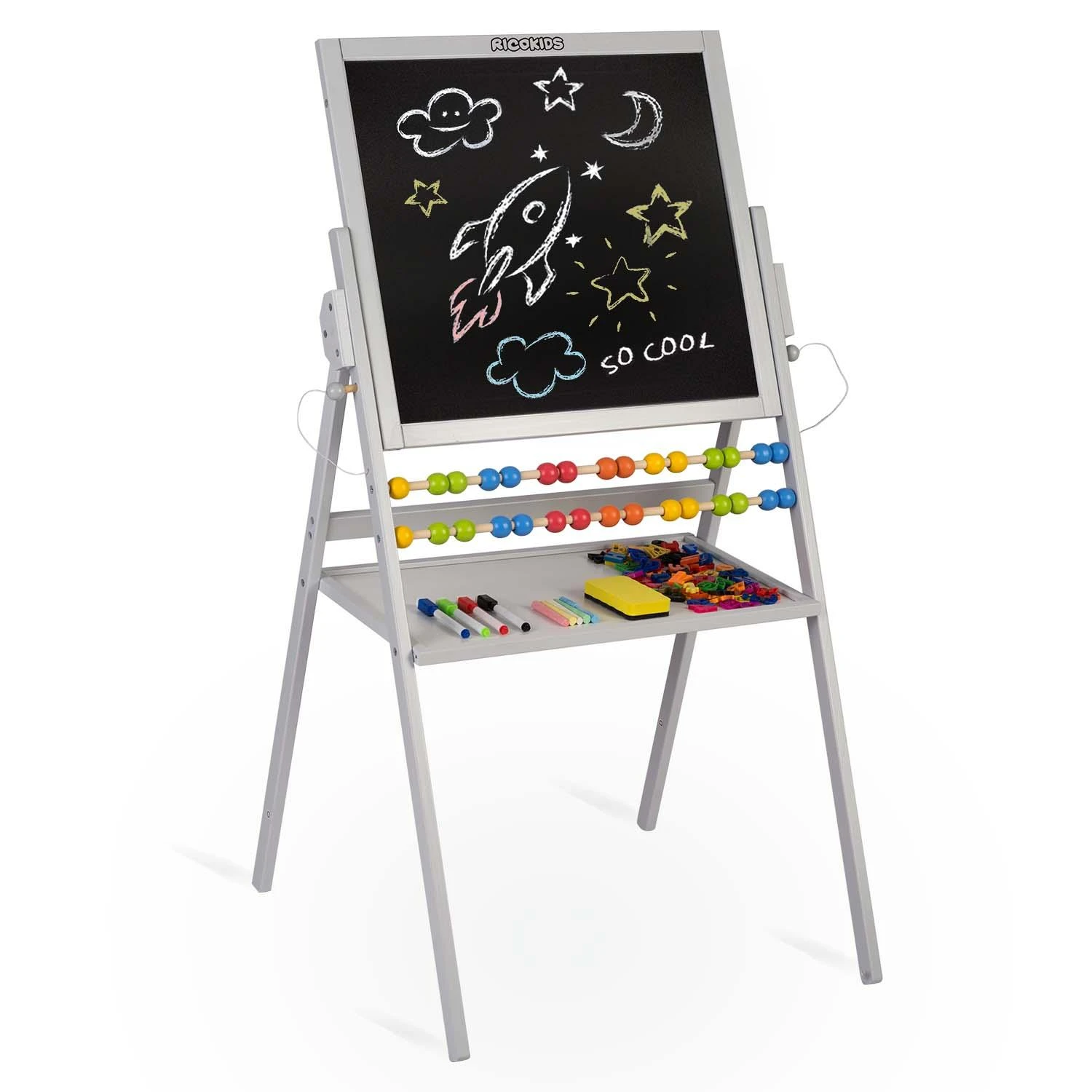 Ricokids pilka magnetinė kreidinė sukamasis lenta