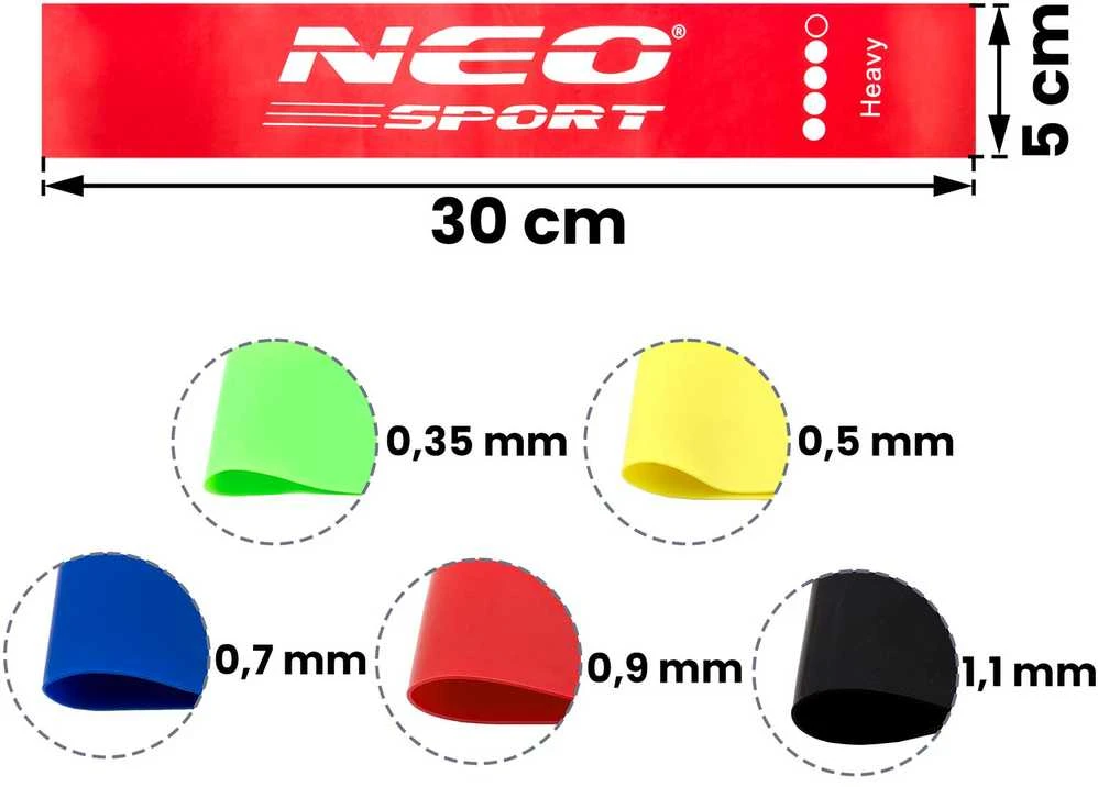 Atsparumo juostų rinkinys pratimams NS-959 Neo-Sport 5 vnt