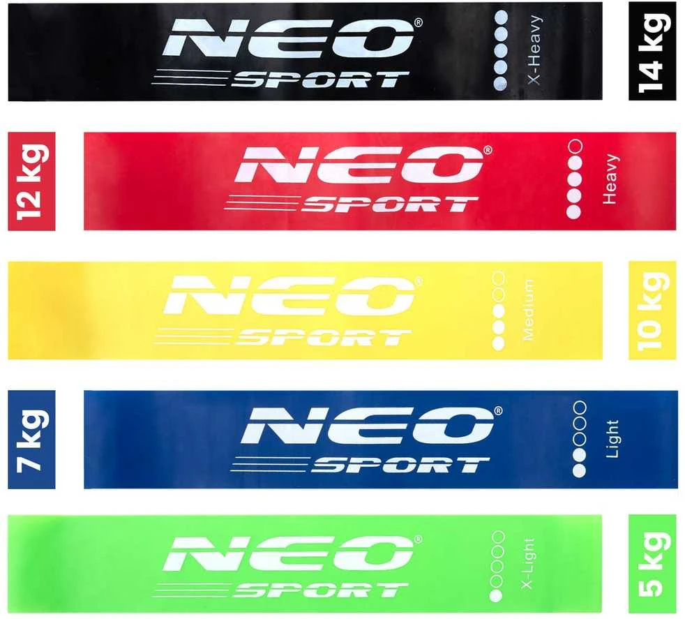 Atsparumo juostų rinkinys pratimams NS-959 Neo-Sport 5 vnt