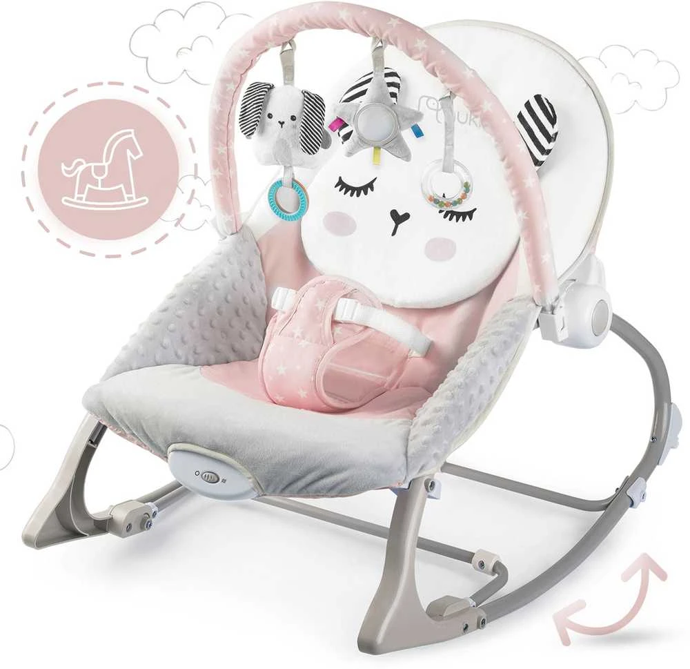 Nukido gultukas, kėdutė, supuoklė kūdikiams, rožinė