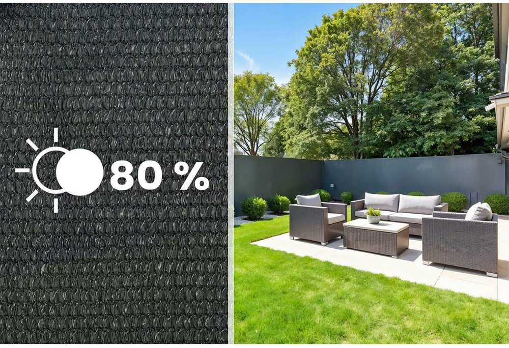 Plonos Tinklelis nuo šešėlių 1,2 x 25 m, 110 g/m2 + 50 spaustukų, pilkas
