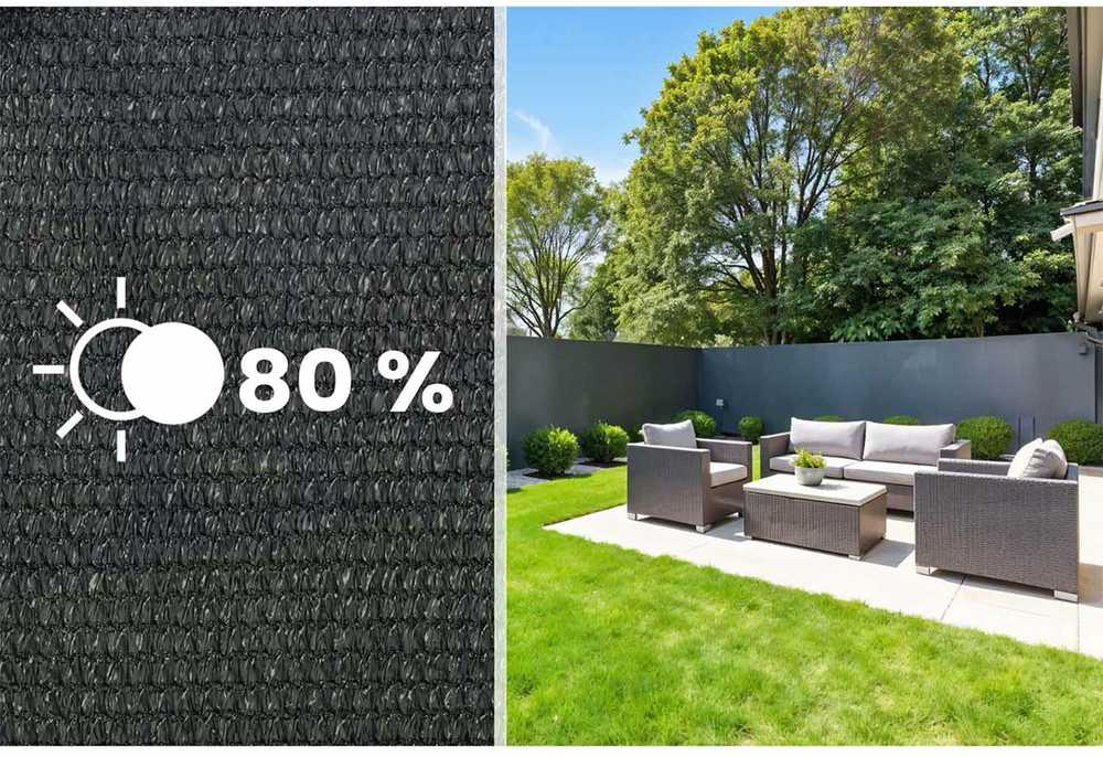 Plonos Tinklelis nuo šešėlių 1,2 x 50 m, 110 g/m² + 50 spaustukų, pilkas