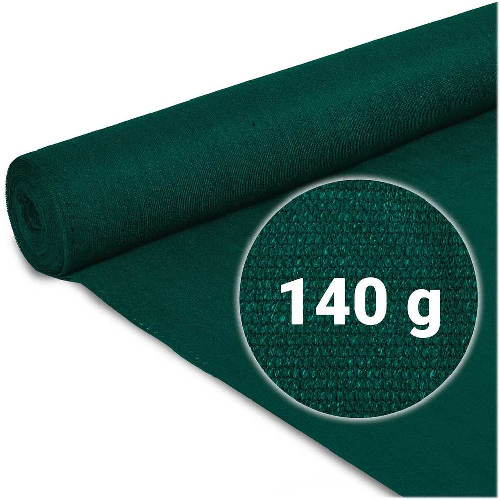 Plonos Tinklelis nuo šešėlių 1,5 x 50 m, 140 g/m² + 50 spaustukų, žalias