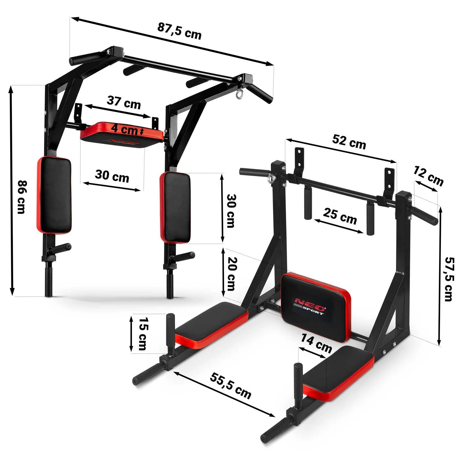 Neo-Sport Global Prie sienos tvirtinamas prisitraukimų skersinis su atlošu NS-319