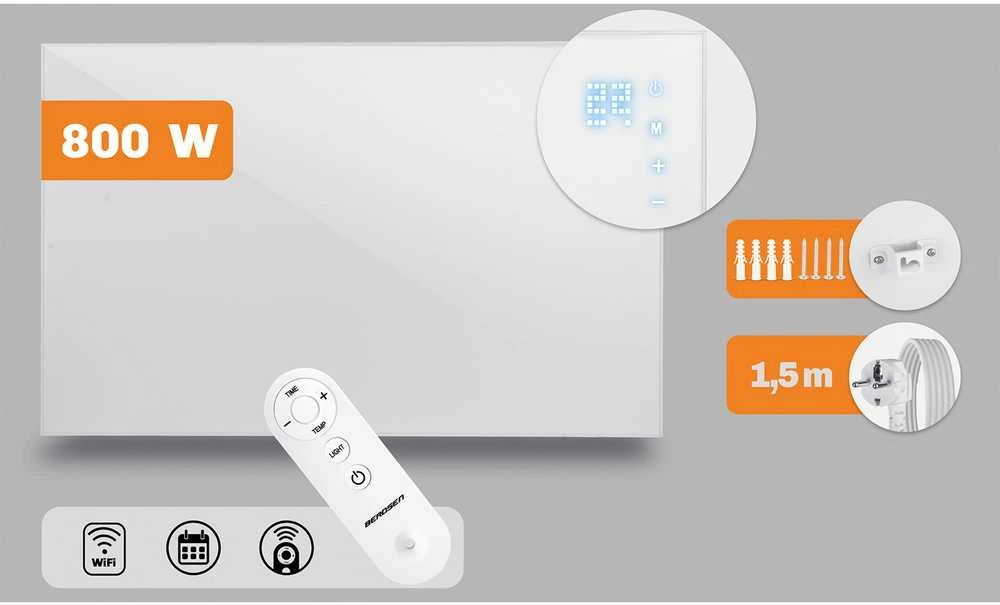 Berdsen BD-987 infraraudonųjų spindulių šildytuvas 800 W su WiFi pulteliu ir programėle