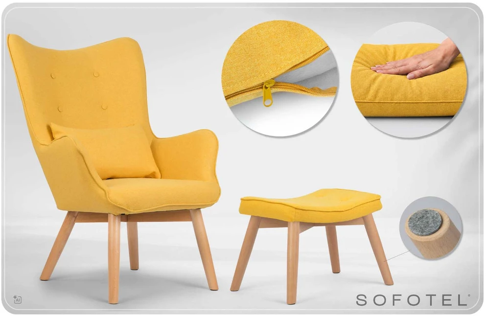 Sofotel Geltonas Norse fotelis uszak su pakoja