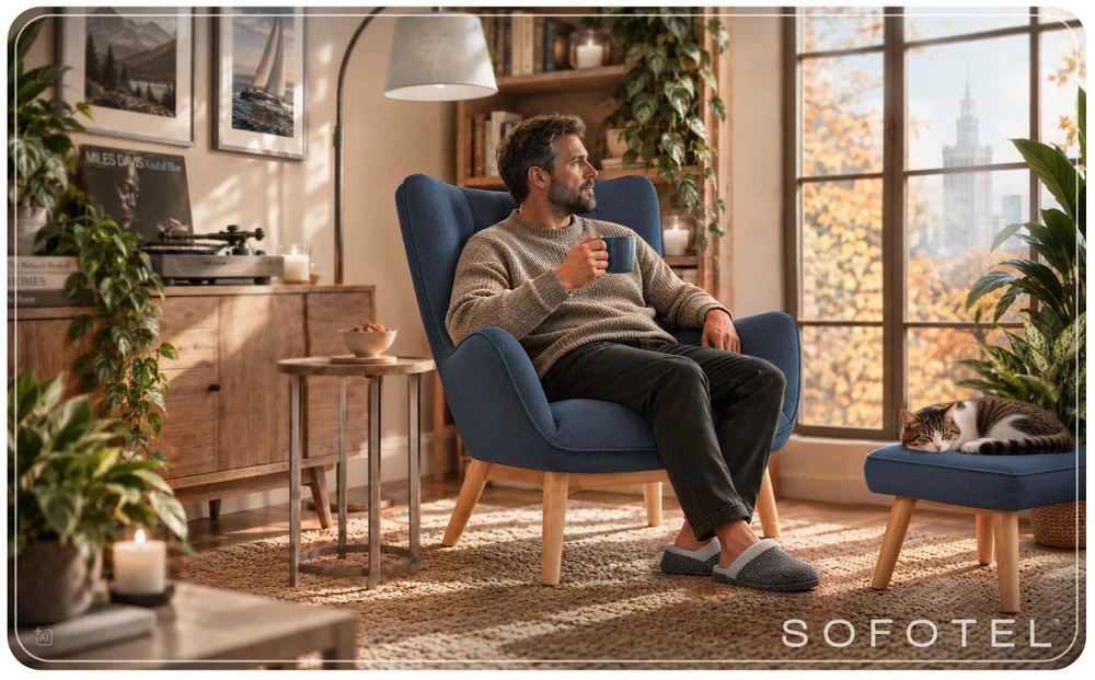 Sofotel Fotelis uszak su pakoja Norse mėlynas