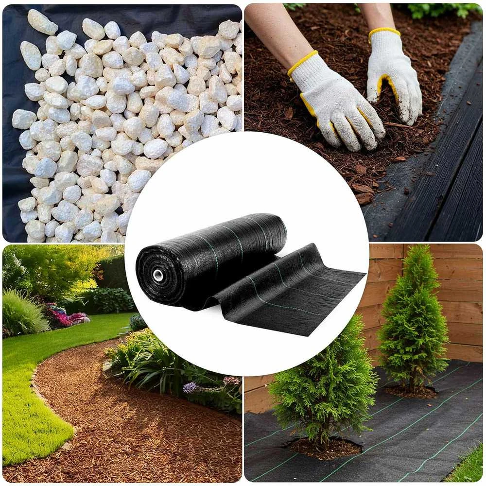 Sodo agrotekstilė 1,6 m x 50 m 90 g/m2 + 50 „Plonos“ smeigtukų - juoda