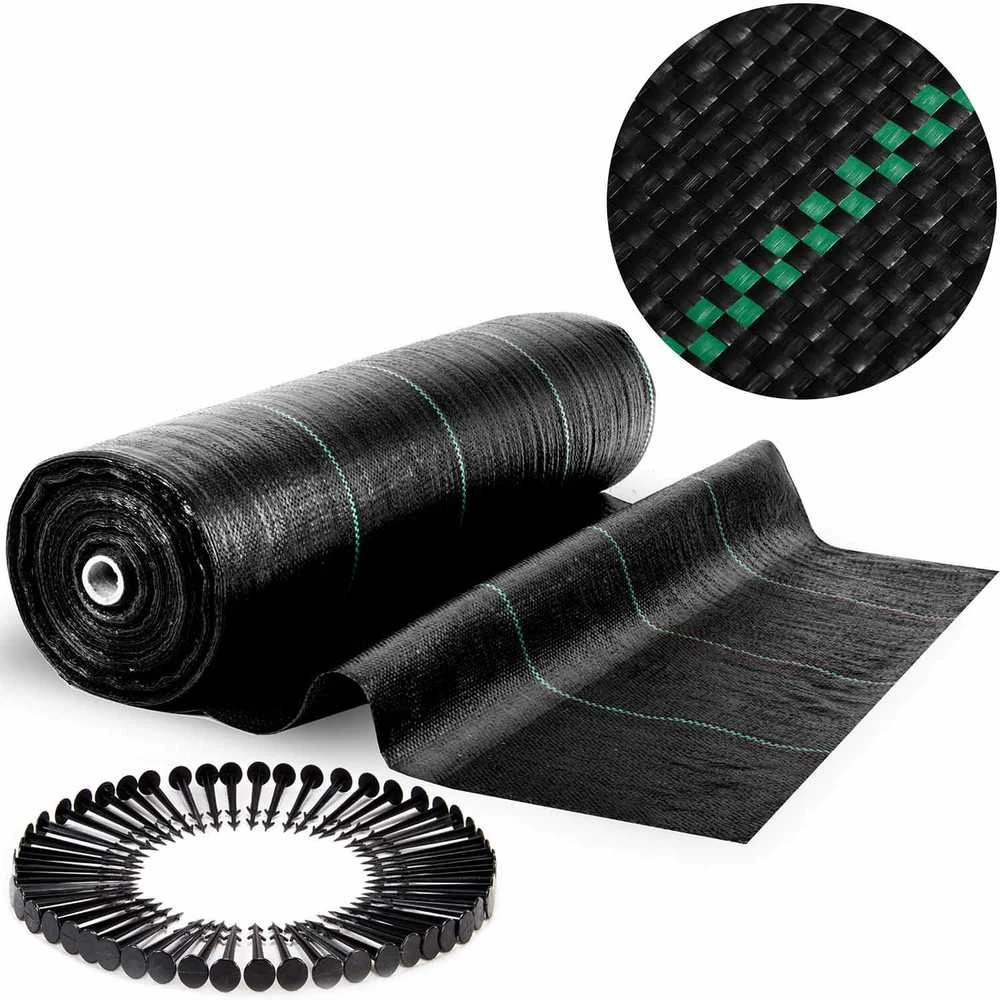 Sodo agrotekstilė 1,6 m x 50 m 90 g/m2 + 50 „Plonos“ smeigtukų - juoda