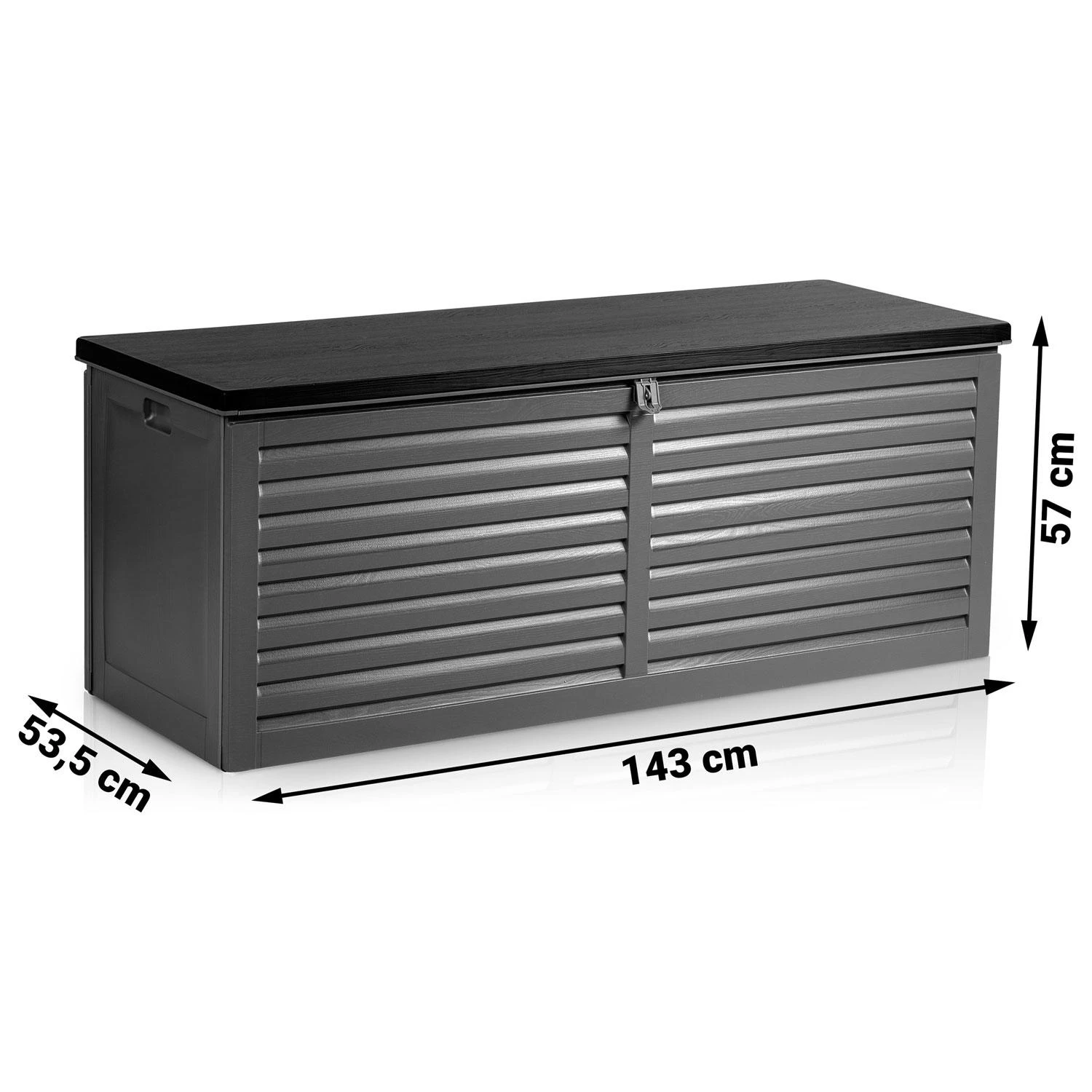 Plonos Sodo dėžė 143 x 57 x 53,5 cm 390 litrų juodos ir pilkos spalvos