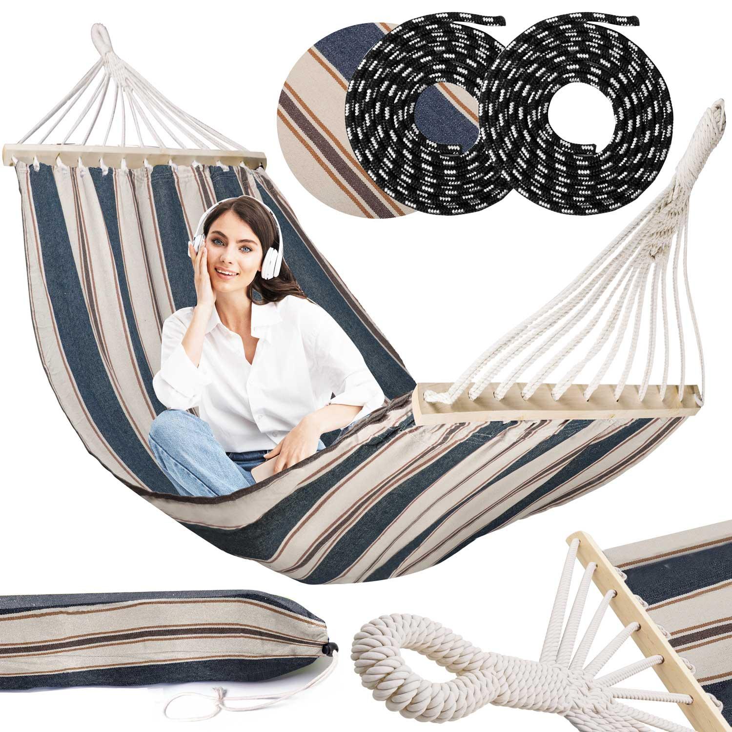 Sofotel „Bahama“ dvigulė sodo hamako sofa, balta ir mėlyna