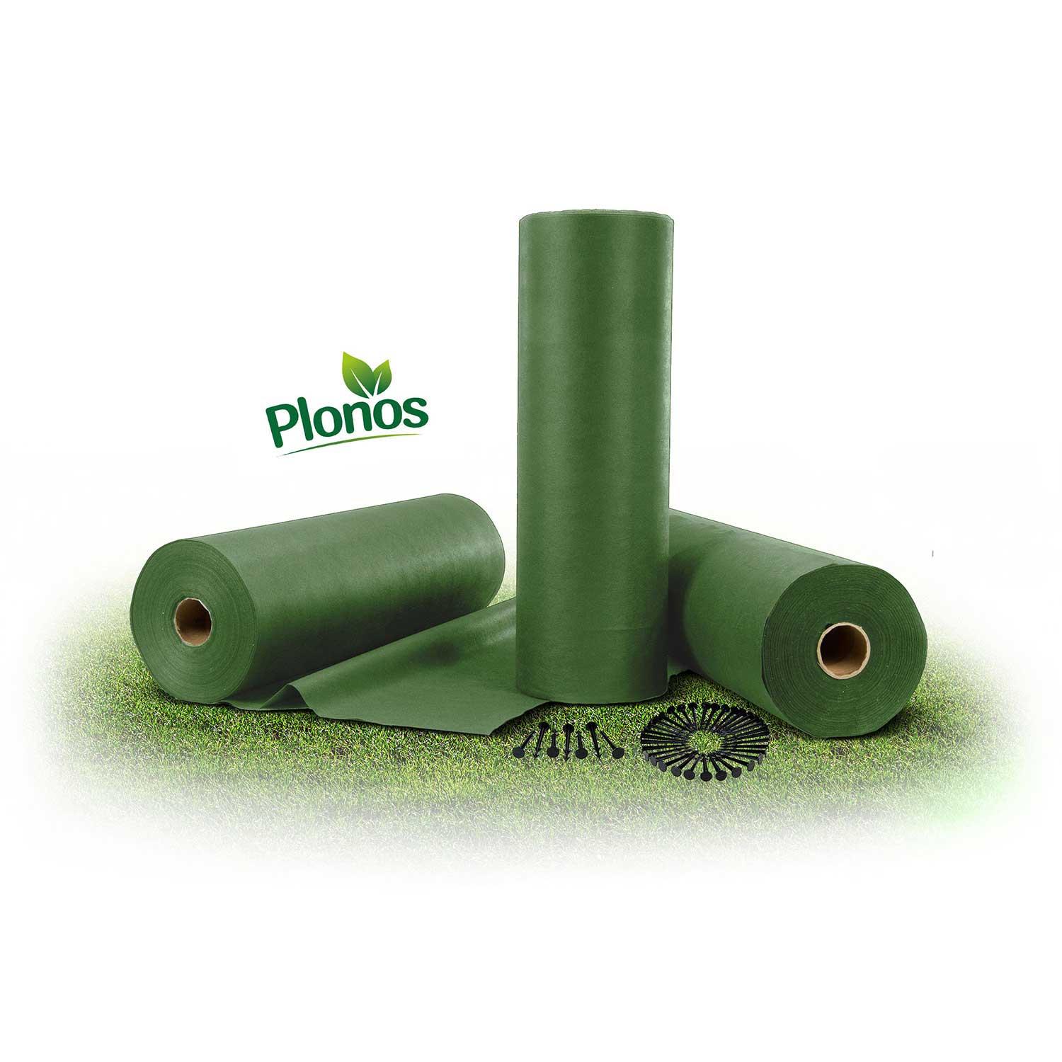 Sodo agrotekstilė 1,6 m x 100 m + 100 „Plonos“ kaiščių - žalia
