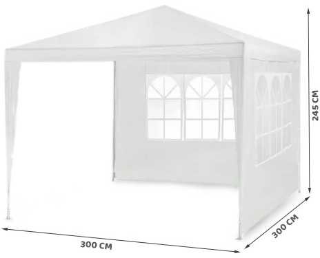 Sodo paviljonas su 2 sienomis, 3 x 3 m, baltas, Plonos