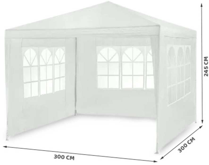 Sodo paviljonas su 3 sienomis, 3 x 3 m, baltas, Plonos