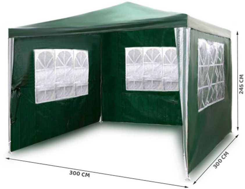 Sodo paviljonas su 3 sienomis, 3 x 3 m, žalias, Plonos