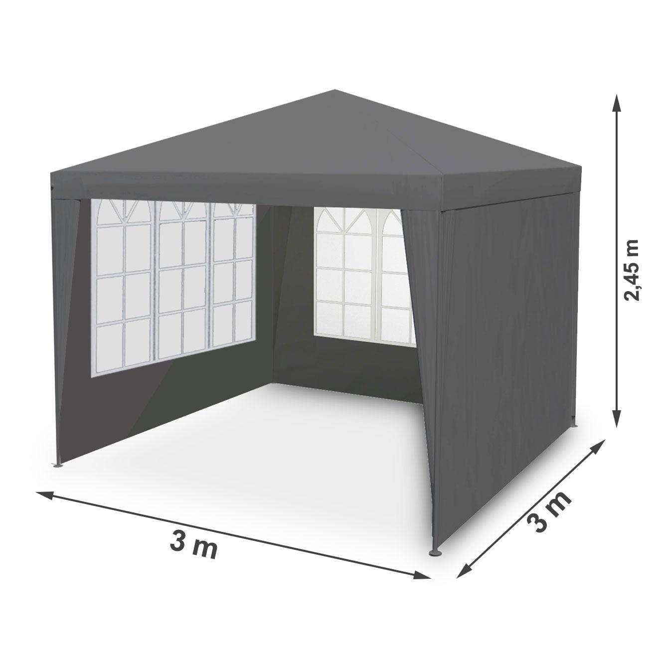 Sodo paviljonas su 4 sienomis, 3 x 3 m, pilkas, Plonos