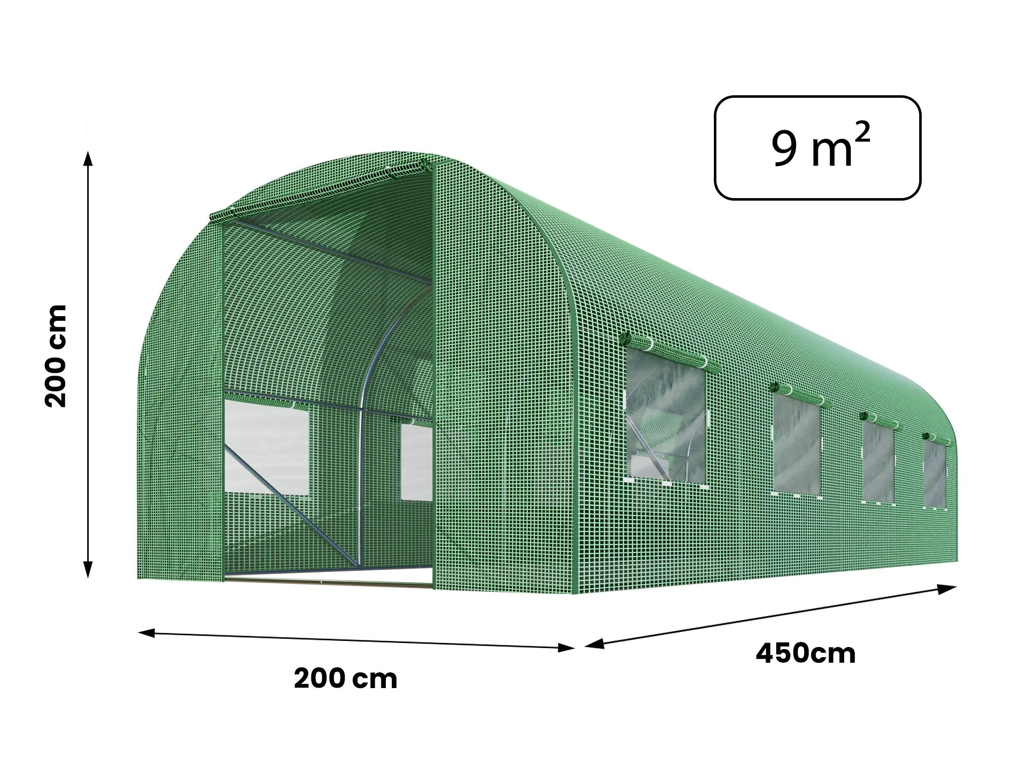 Šiltnamis 2x4,5xH2m (9m2) Plonos