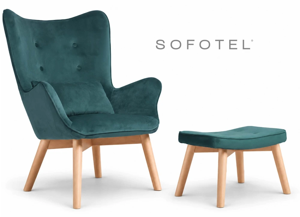 Sofa Fotelis uszak su pakoja Sofotel Norse tamsiai žalias