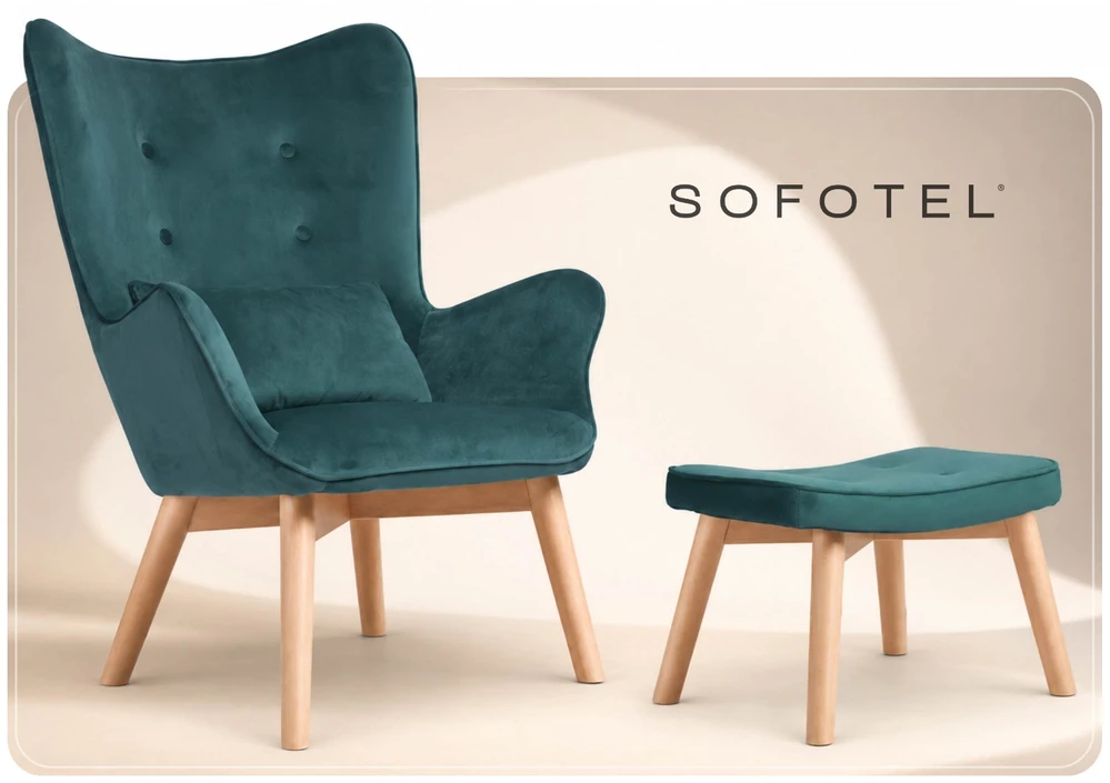 Sofa Fotelis uszak su pakoja Sofotel Norse tamsiai žalias