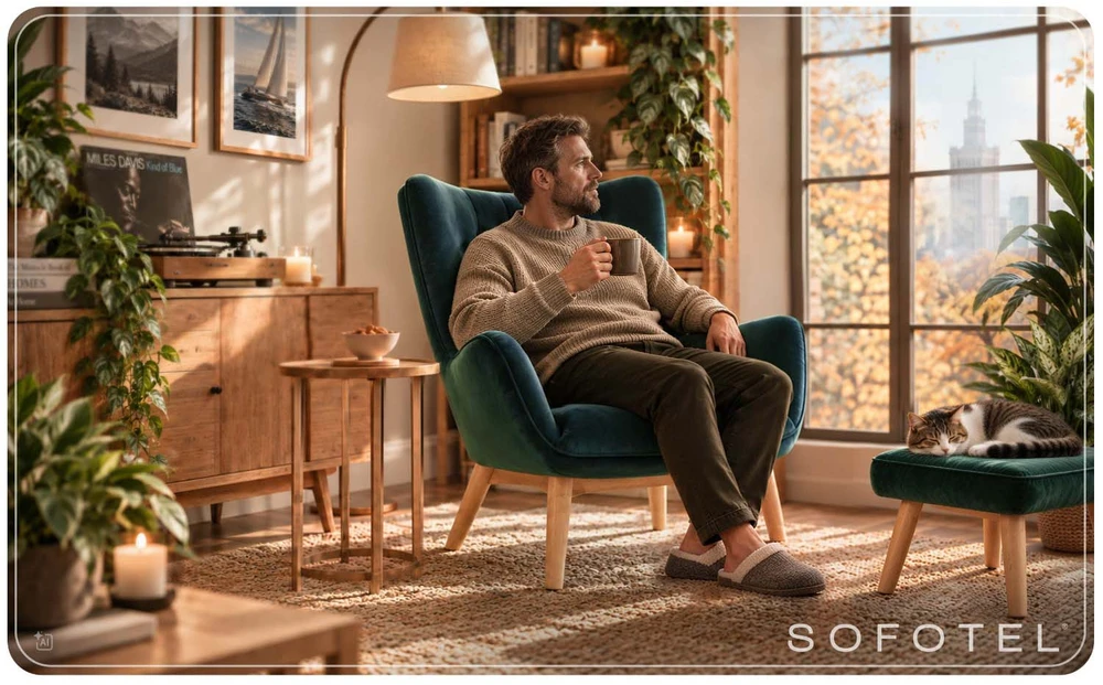 Sofa Fotelis uszak su pakoja Sofotel Norse tamsiai žalias